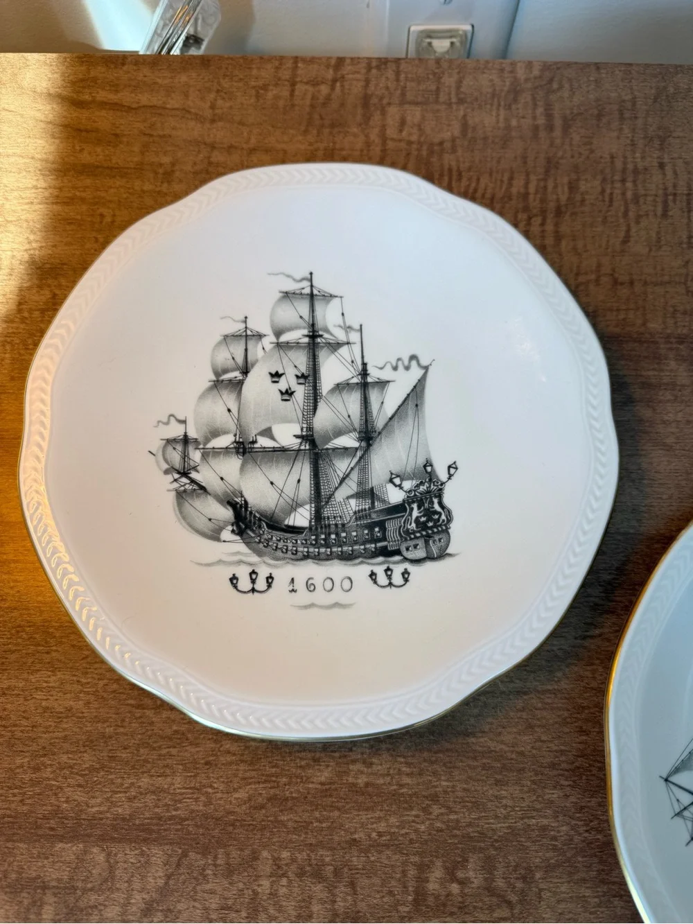 Rorstrand Sweden Porcelain Plates 1600 & 1700 Historical Ships